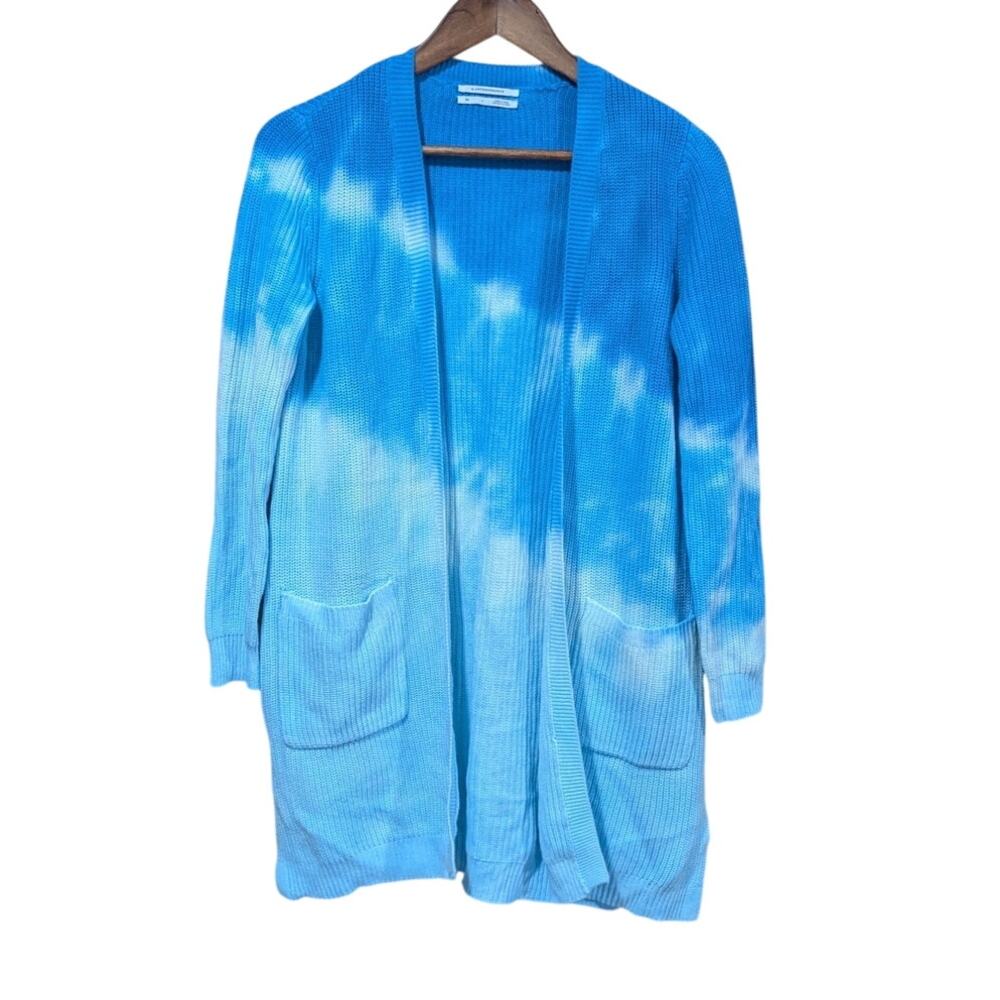 Anthropologie Sweater Womens XS Blue Cardigan‎ DipDye Sky Clouds